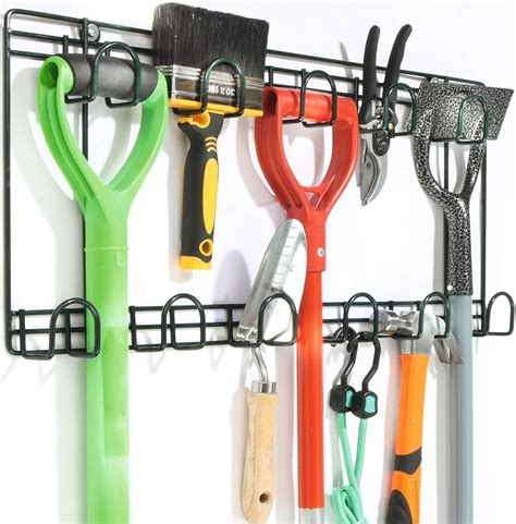 wood bracket metal wall strap holder|wall mounted tool rack.